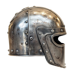 Classic Vintage Silver Helmet Isolated on Transparent Background &ndash; Ideal for Marketing Materials, Product Banners, and Decorative Displays Featuring Timeless War Protection.