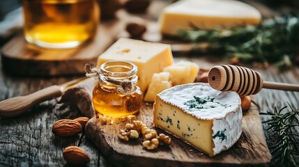cheese on wooden board