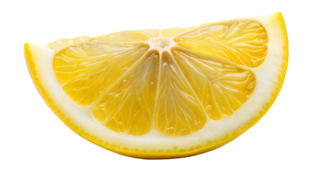 Fresh lemon slice on transparent or white background.
