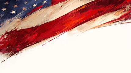 Simple American Flag paint Border on White Background 