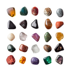 Top View Collection of Colorful Polished Stones, Showcasing Nature's Vibrant Palette and Unique Textures.