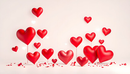 hearts decor for love valentine's day gift isolated with white highlights, png