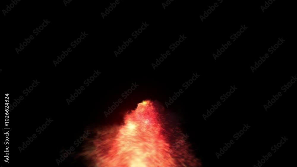 Canvas Prints burning meteor top view on transparent background 3d rendering of fire particle simulation with alph