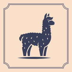 Alpaca side view silhouette logo style illustration