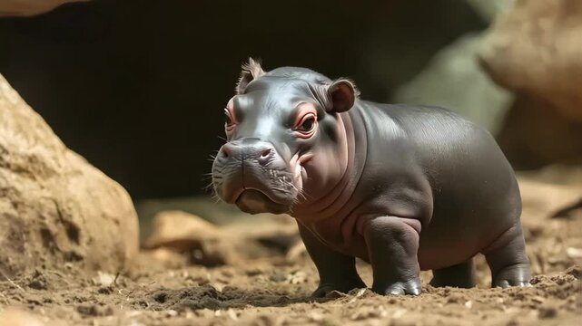 cute baby hippo at zoo