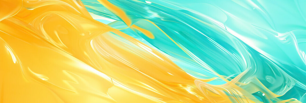 Turquoise Twist: An eye-catching turquoise and yellow abstract background for a high school setting, capturing the energy and spirit of teenage learners.