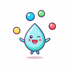 The water drop circus cartoon juggling a ball , cute style design (2)