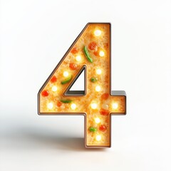 3D number 4 with soup texture realistic modern design, soft lighting, white background 