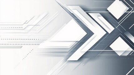 Technology banner design with white and grey arrows. Abstract geometric vector business  background 