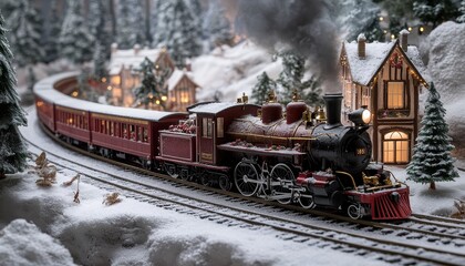 Winter Express travels through a snowy landscape to reach the Christmas Village