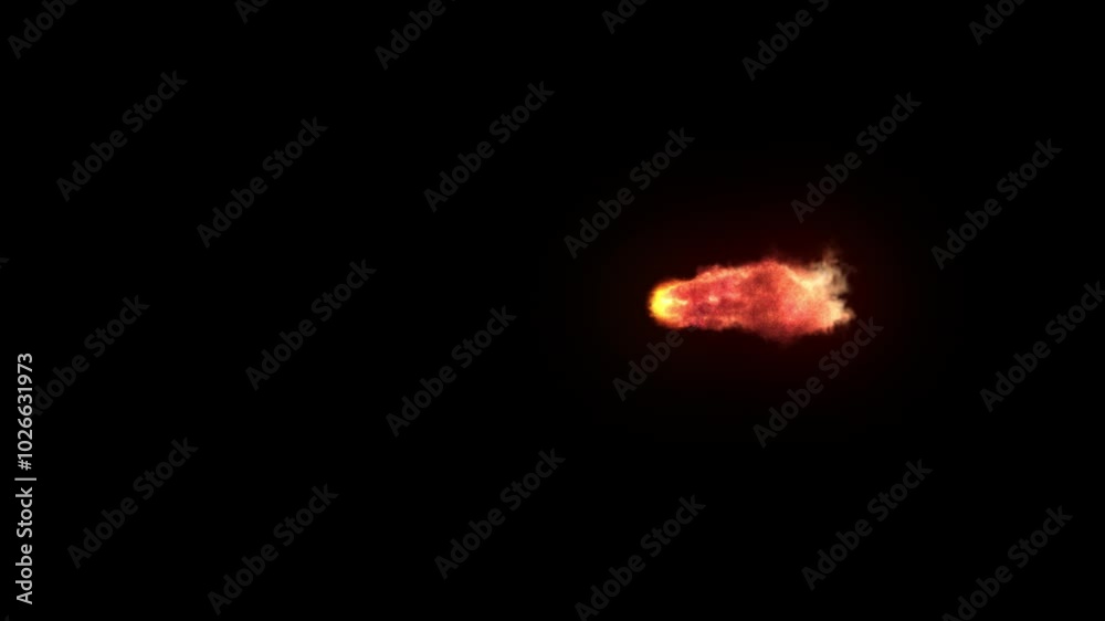 Canvas Prints burning meteor side view on transparent background 3d rendering of fire particle simulation with alp