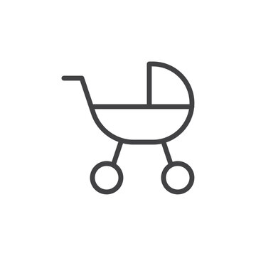 recommend clip art: Baby carriage icon Thin outline art symbol