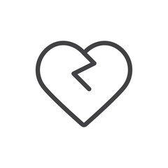 Broken Heart icon Thin outline art symbol