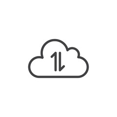 Cloud arrows icon Thin outline art symbol