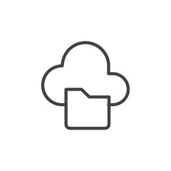 Cloud folder icon Thin outline art symbol