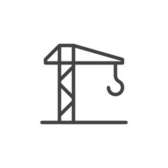 construction crane icon Thin outline art symbol