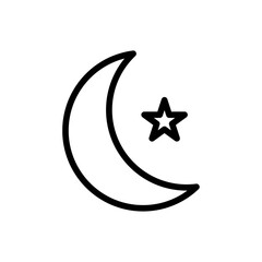 half moon stars icon Thin outline art symbol