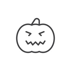 Halloween pumpkin icon Thin outline art symbol