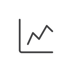 Line chart icon Thin outline art symbol