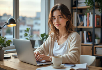 businessman businesswoman working on laptop in cosy home office, home worker business remote work 