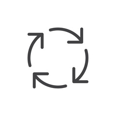 Recycle icon Thin outline art symbol