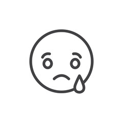 Sad Social media emoji icon Thin outline art symbol
