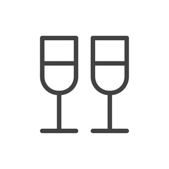 Wine glasses icon Thin outline art symbol
