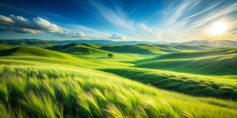 Obraz premium Ethereal Double Exposure of Grass and Wind in Nature's Embrace