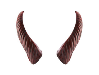 Long demon horns isolated on white background