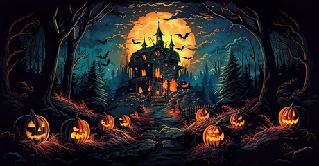 Scary Halloween background illustration for November