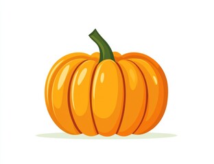 Isolated pumpkin on a white background featuring a flat design in a green and orange color palette. 