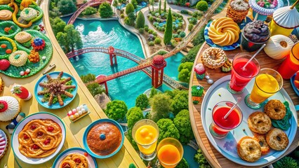 Fototapeta premium Exciting Food Photography at Siam Park's Rollercoaster Adventure