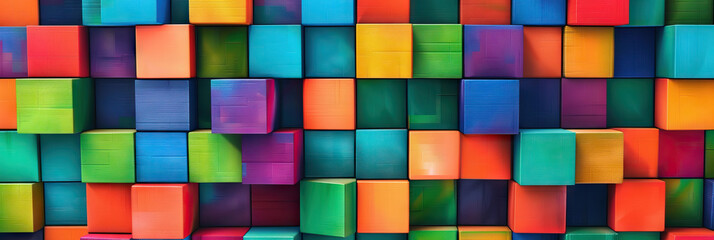 Bright Blocks Backdrop: A colorful school background composed of different-sized blocks in vibrant colors like red, orange, green, blue, and purple, promoting creativity and imagination.