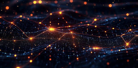 Fototapeta premium Digital background, can be used in the description of network abilities, technological processes, digital storages, science, education, etc