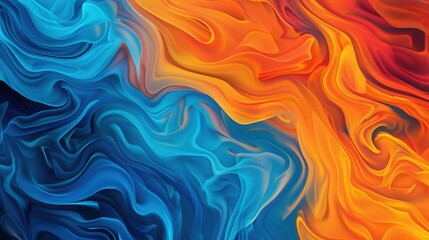 Obraz premium Dynamic blaze of swirling blue and orange flames, creating an intense and colorful backdrop, ideal for evoking energy and passion in various artistic expressions.