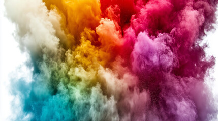 Fototapeta premium A Vibrant Explosion of Rainbow Powder Bursting From the Center, Creating a Stunning Display of Colors Against a White Backdrop