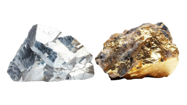Two rocks, one is white and the other is gold