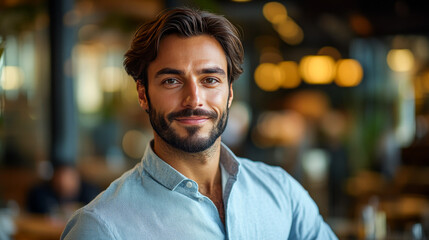 Obraz premium Smiling Young Businessman Facing Camera
