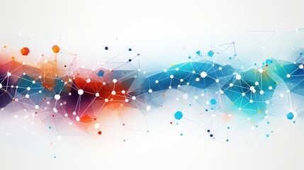 White global communication banner featuring a colorful network design, symbolizing connectivity and interaction across diverse platforms. 