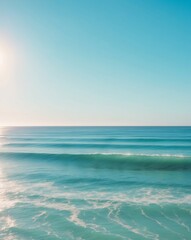 Fototapeta premium Serene Ocean and Sky Under Bright Blue Horizon.