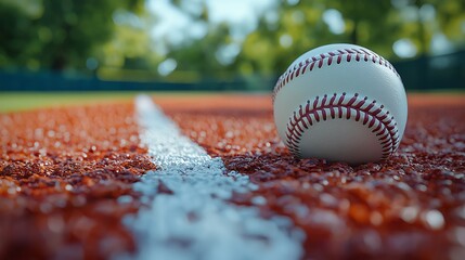 Baseball Resting on Foul Line of Clay Field, Illustrating Sport's Tradition in Crisp Natural Light