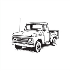 truck with trailer, car, truck, old, vehicle, vintage, auto, pickup, transportation, retro, classic, automobile, antique, model, transport, toy, 4x4, wheel, isolated, red, vector, off-road, road, rust