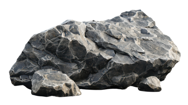 A large rock with a few smaller rocks on top of it
