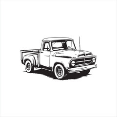 truck with trailer, car, truck, old, vehicle, vintage, auto, pickup, transportation, retro, classic, automobile, antique, model, transport, toy, 4x4, wheel, isolated, red, vector, off-road, road, rust