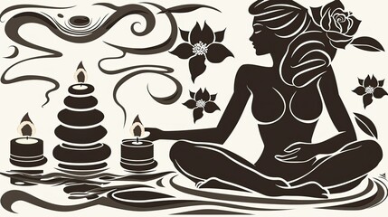 Black icons for spa and massage on a white background