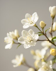 Obraz premium White Jasmine Flowers Blooming in the Sunshine.