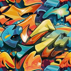 Colored graffiti seamless texture vector illustration