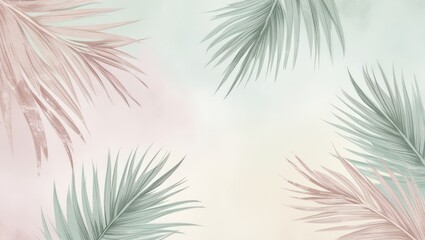 Soft Pastel Leaves Gently Overlay a Background 