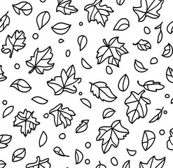 Fototapeta premium This coloring book for kids features simple leaves drifting down