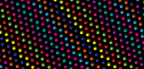 Colorful Glowing Dots Pattern on Black Background